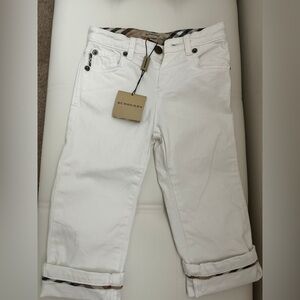 Burberry Kids White Jeans with Plaid Detail